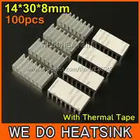 Free Shipping 100Pcs/Lot 14*30*8 mm DIY fans & cooling Heatsink Aluminum Profile Cooler With Thermal Adhesive Tape