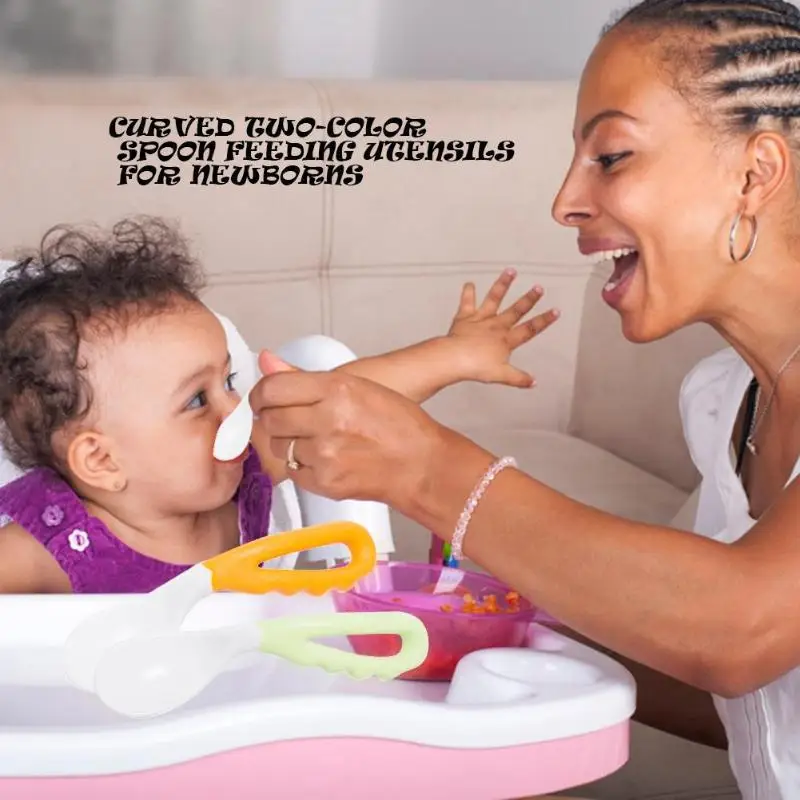 Белый 2 шт. детская соска для кормления ложка изогнутые ложки Детские тренировочные совок для ухода за ребенком тренировочные Детские принадлежности - Цвет: Белый