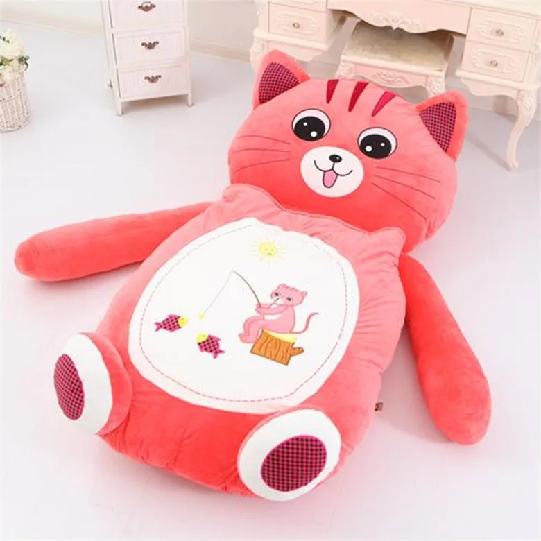[Забавный] Очень милый спальный мешок с героями мультфильмов, мягкий спальный мешок с животными, котом, лягушкой, обезьяной, медведем, постельный ковер, диван татами, коврик, плюшевая игрушка, детский подарок - Цвет: Cat