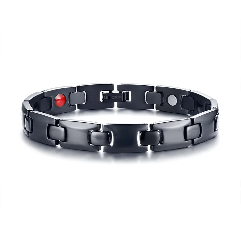 

Men Titanium Magnetic Power Bracelet New tech 4-in-1 Energy Magnets Negative Ion Far Infra Red Ray (FIR) Germanium Male Jewelry