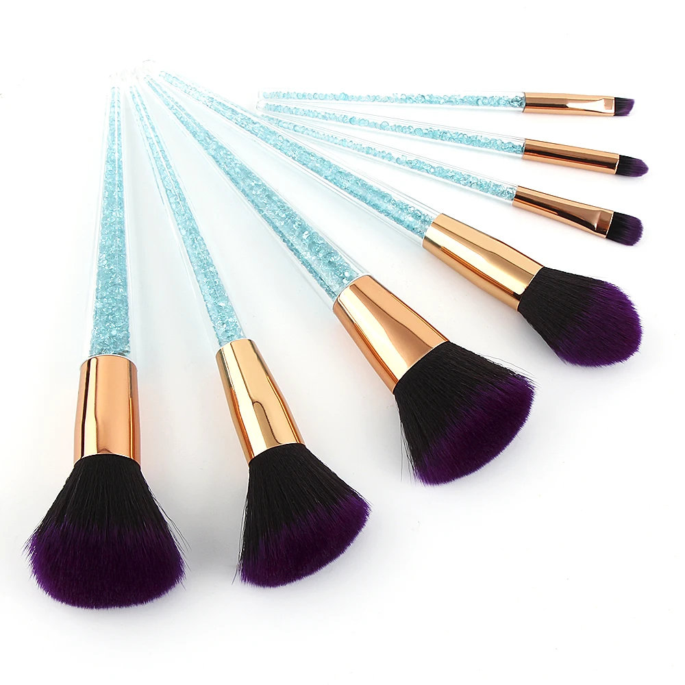 

BBL 7pcs Blue Crystal Makeup Brushes Set Professional Foundation Highlighter Contour Eyeshadow Lip Brush Cosmetics Makeup Kit