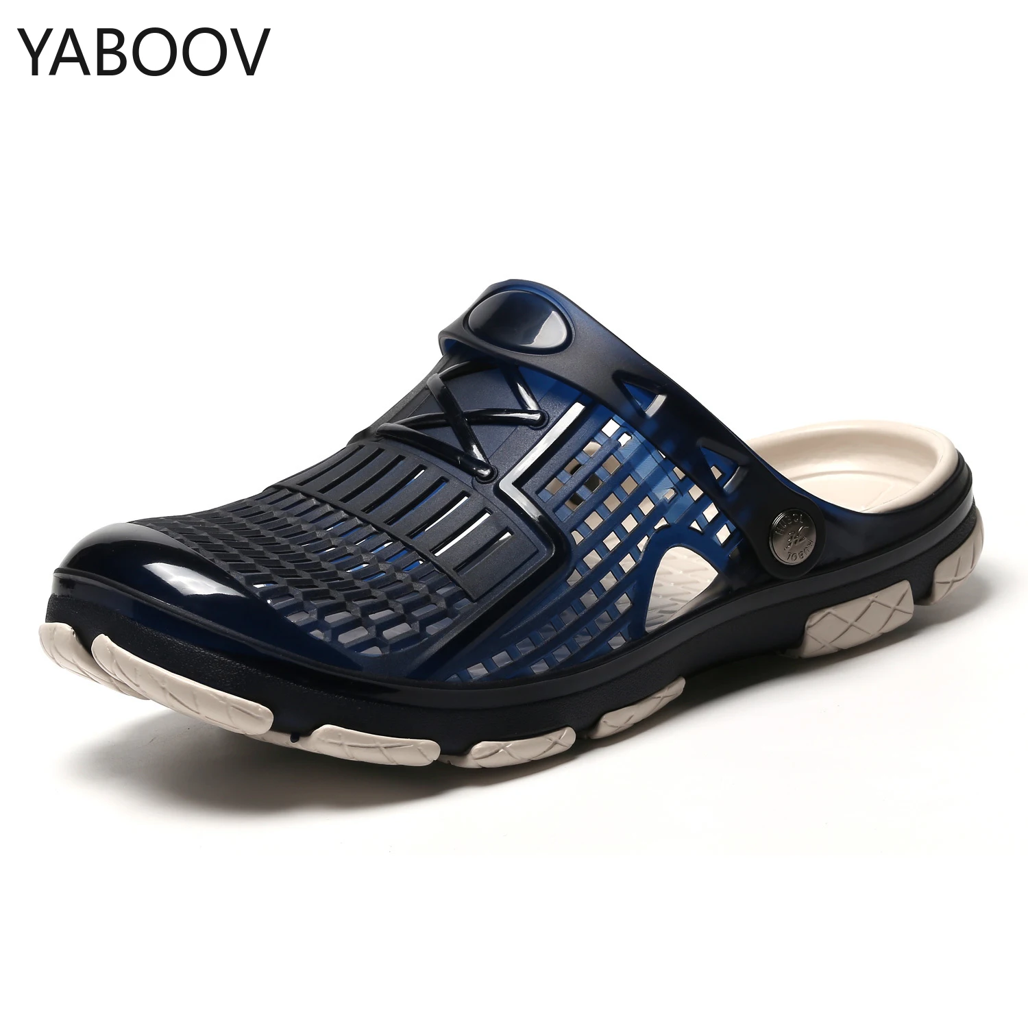 

Mens Beach Sandals Fashion Summer Breathable Jelly Shoes Lightweight Casual Men Black Grey Dark Blue Sandals Shoes for Male