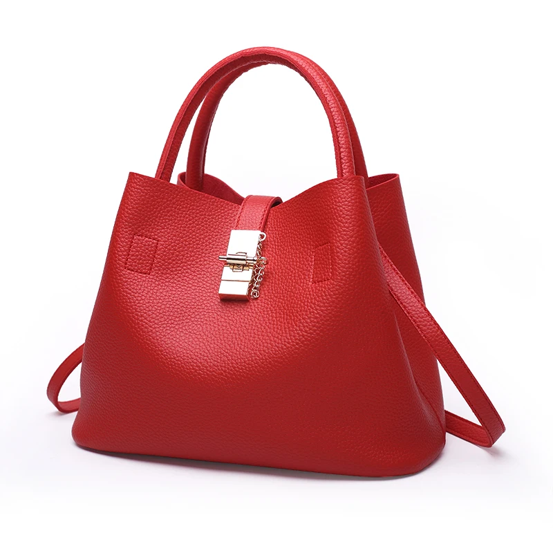 Simple Fashion Women Handbags Large Brand Red Leather Female Shopping