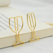 4 шт./упак. Творческий бокалы для шампанского Золотая бумага зажим Подарочный набор закладки для школьных учебников офисные закладки биндеры канцелярские