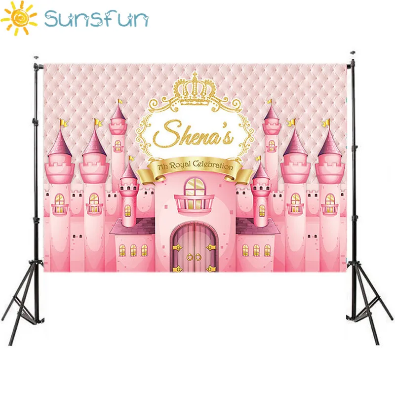 

Sunsfun 7x5ft Pink Dream Castle Photography Background For Studio Photo Props Photographic Backdrops Birthday Party 220x150cm