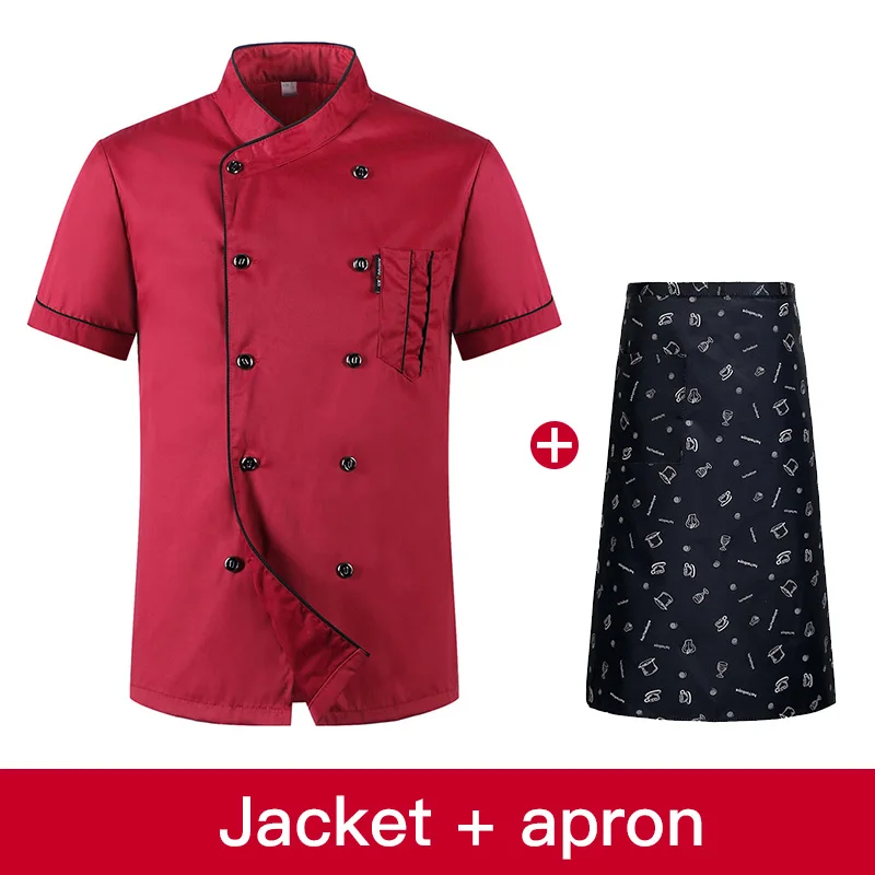 clothes apron Унисекс форма шеф-повара хлебобулочные изделия услуги Кук рубашка с короткими рукавами дышащий двубортный шеф повар куртка одежда - Цвет: clothes apron