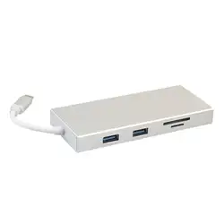 Алюминий 7 in1 Тип-C концентратор USB 3.1 Тип-C HDMI + HUB + PD + SD TF Card Reader Multi-адаптер порта конвертер Splitter