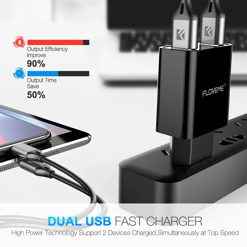 FLOVEME USB зарядное устройство 2 порта светодиодный дисплей смарт адаптер для