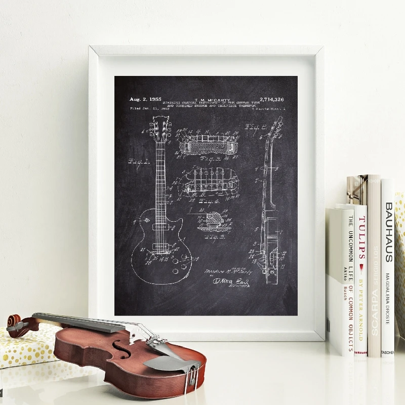 Guitar Patent Poster Print Music Studio Decor-2729