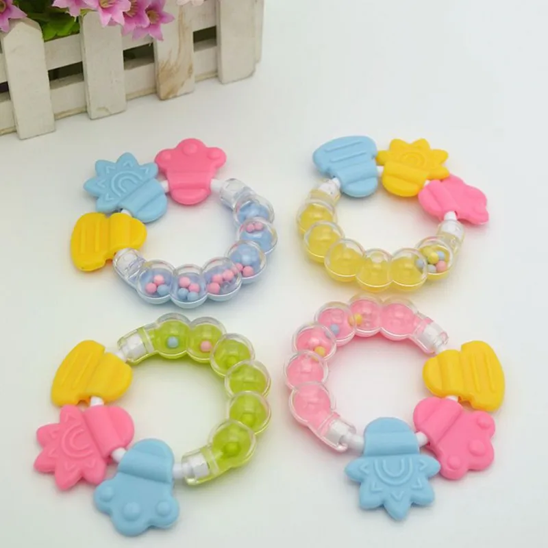 

New Cartoon Baby Baby Teether Educational Toys Teeth Biting For Babies Baby Rattle Bed Bell Silicone Handbell Jingle Toy