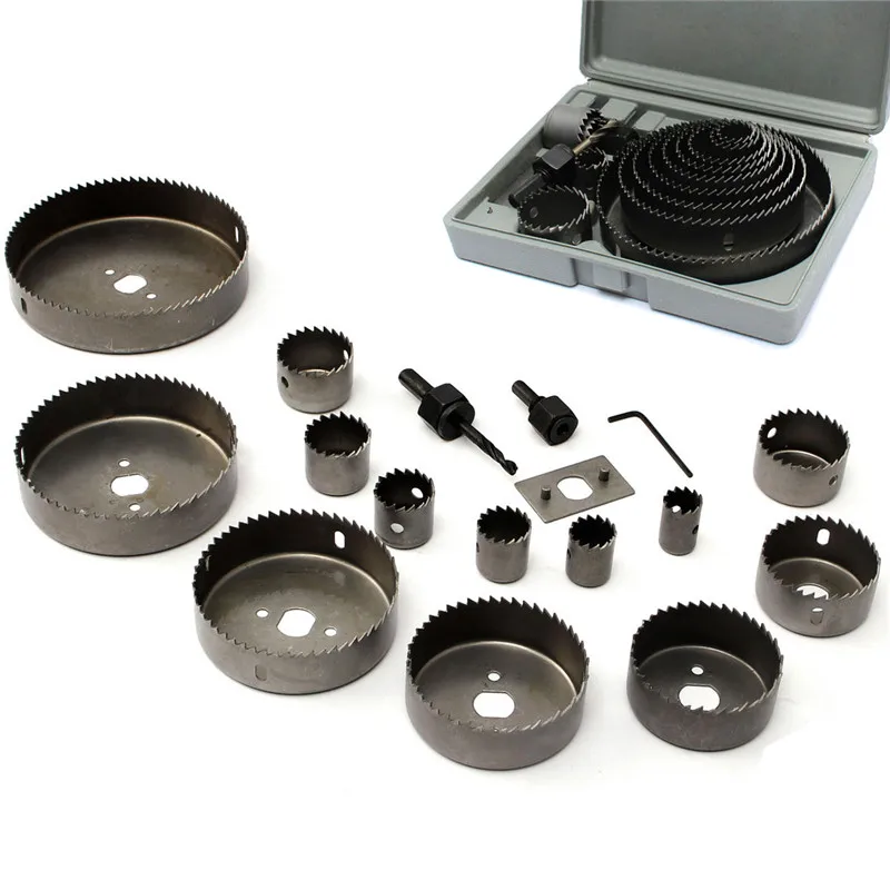 

16Pcs 19-127mm Hole Saw Cutting Set Kit Drilling Tool Wood Metal Cutter Mandrels Saws Woodworking Combination Best Price