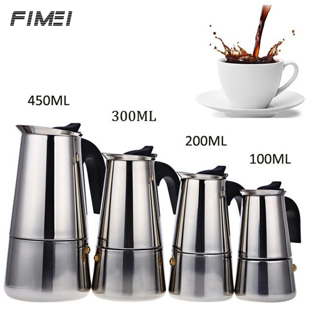 

Fimei 2-9 Cups Stainless Steel Coffee Maker Pot with Plastic Handle Coffee Tea Pot Espresso Latte Percolator Pot
