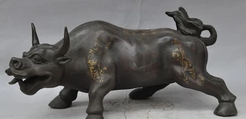 

chinese fengshui bronze gilt Wall Street animal Ox bull oxen beast Cattle statue