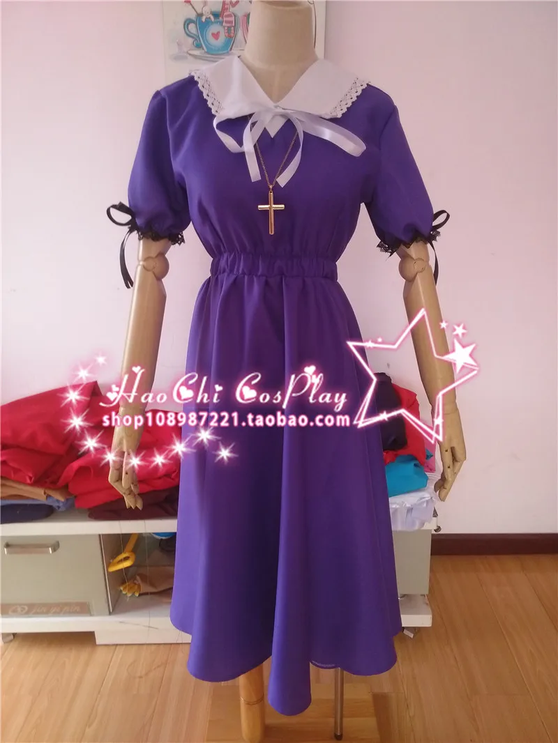 2016 Gakkou Gurashi! Школа-Живите! Платье Megumi Sakura костюм для косплея фиолетового цвета |