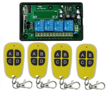 

AC110V 220V RF Wireless Remote Control Switch Transmitter&Receiver 4CH for Light/LED/Lamp Applicance Toggle Momentary Latched