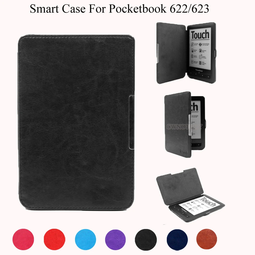 Smart pu leather Cover Case for Pocketbook 622 623 Touch 1 2 eReader