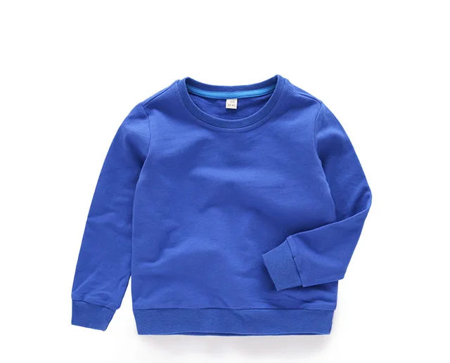 Spring Cotton Sweatshirts for Kids Girls Casual Solid Color Tops