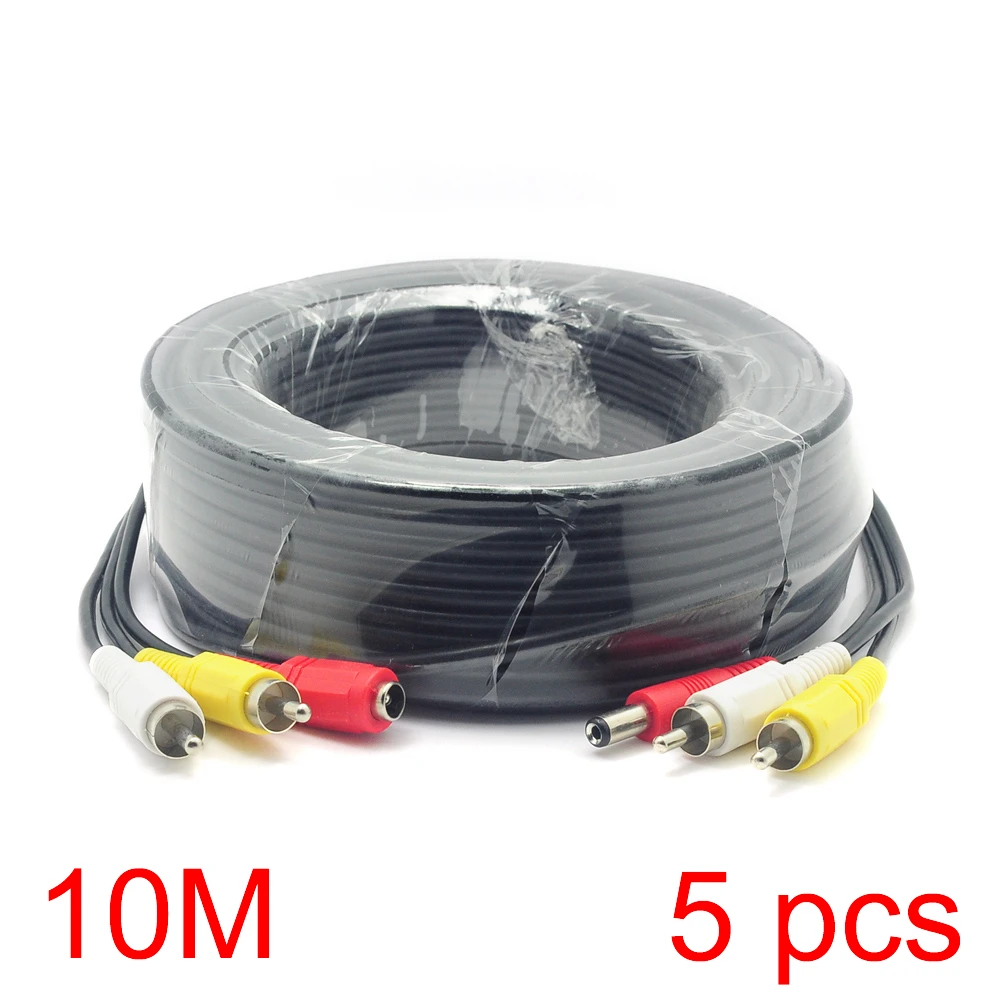 

5x 10M/32FT 2 RCA DC Connector Audio Video Power AV Cable All-In-One CCTV Wire