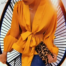 *#Best Price Chiffon Pleated Ruffle Female V Neck Blouse Shirt For Women Feminina Lantern Sleeve Elegant Chemisier Top Blusa Chemise Femme *#Best Price Chiffon Pleated Ruffle Female V Neck Blouse Shirt For Women Feminina Lantern Sleeve Elegant Chemisier Top Blusa Chemise Femme