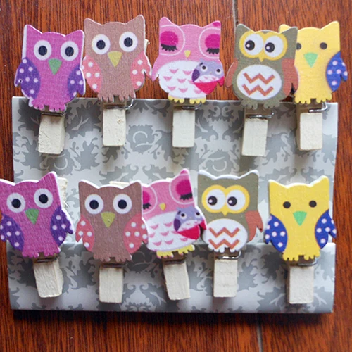

10 Pcs Owl Shaped Wood Paper Photo Clip DIY Wall Art Picture Hanging Album