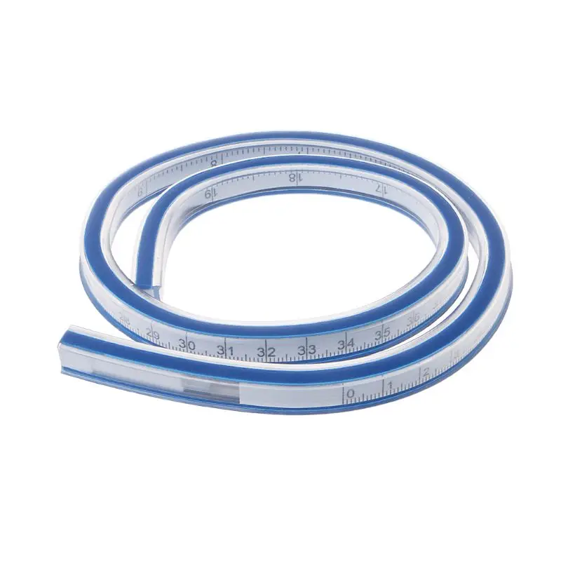 Flexible Curve Ruler Woodworking Soft Ruler Tape Measure Flexible Curve Ruler Craft Drafting Drawing Plastic Vinyl Measure Tape 60cm Blue