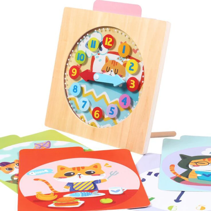 Раннее Образование Когнитивное время работы ребенка Когнитивная интеллектуальная игрушка 3-6 лет цифровые деревянные часы малыша