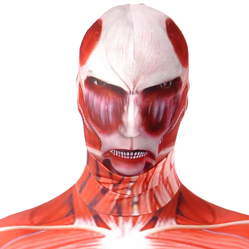 Coshome Attack On Titan Cosplay Costumes Shingeki No Kyojin Halloween Party Muscle Jumpsuit Lycra Zentai Adult Bodysuit (7)