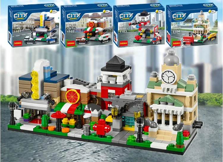 Конструкторы совместимы с lego city girl friends 4 в 1 Мини уличный вид 3D блоки модели