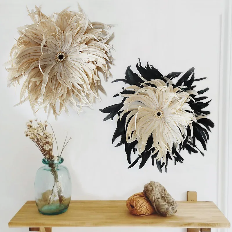 

Nordic background wall painting wall decoration decorative painting feather decoration porch cover home hanging wall decor