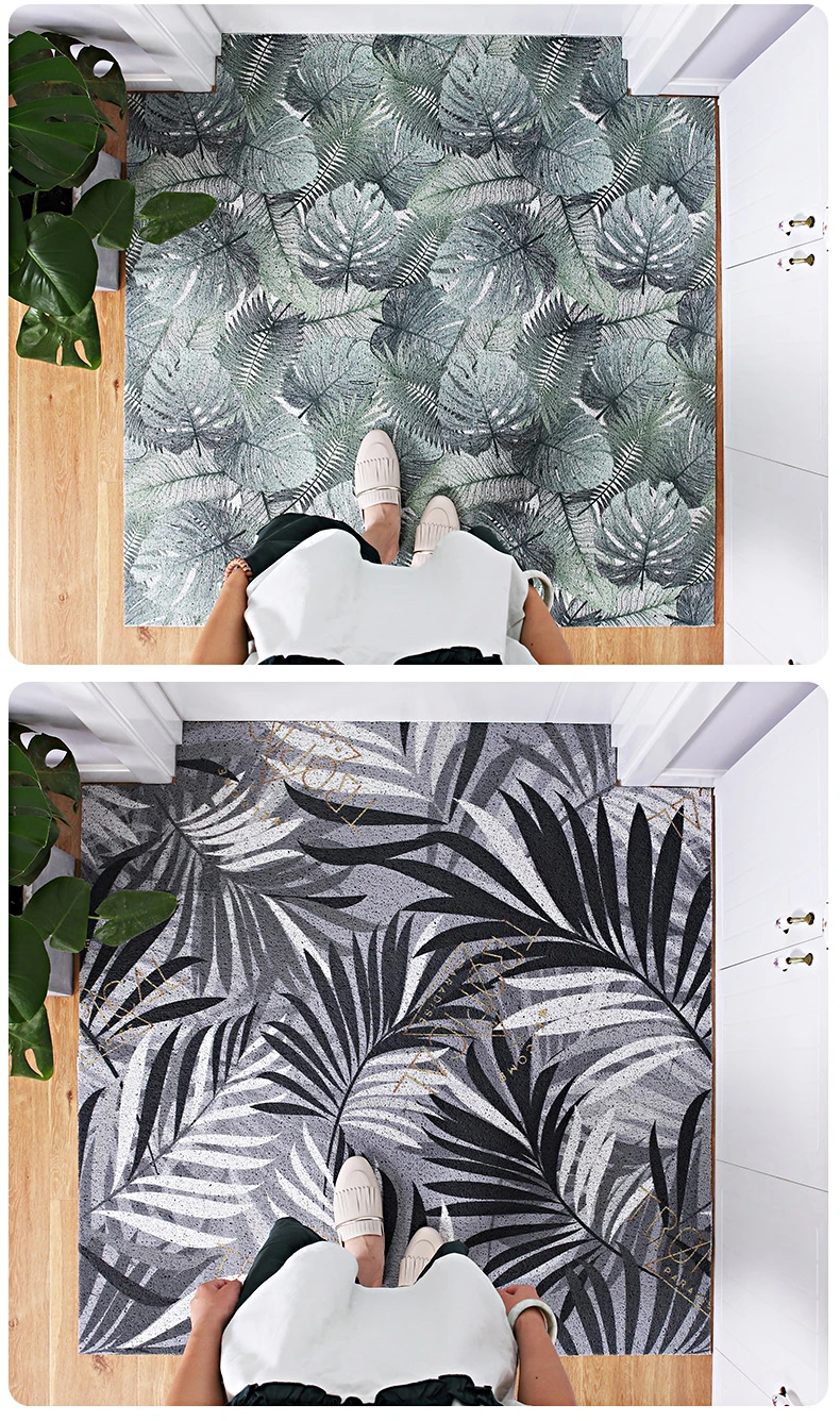 Скандинавские зеленые растения и геометрические входные ковер для гостиной пвх проволочная петля коврик INS Дверной Коврик Гостиная коврик на пол в ванной нескользящий коврик