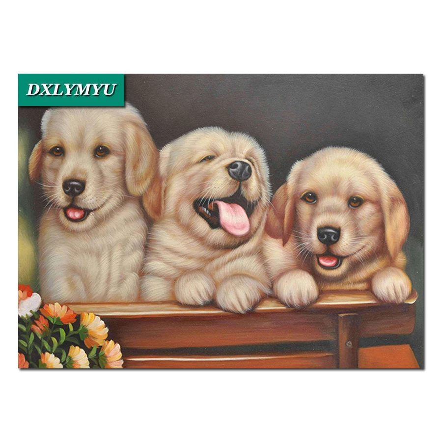 

100% Diamond painting Three cute puppy DIY 5D crystal Rhinestone diamond mosaic Cross Stitch Diamond Embroidery Kits Needlework