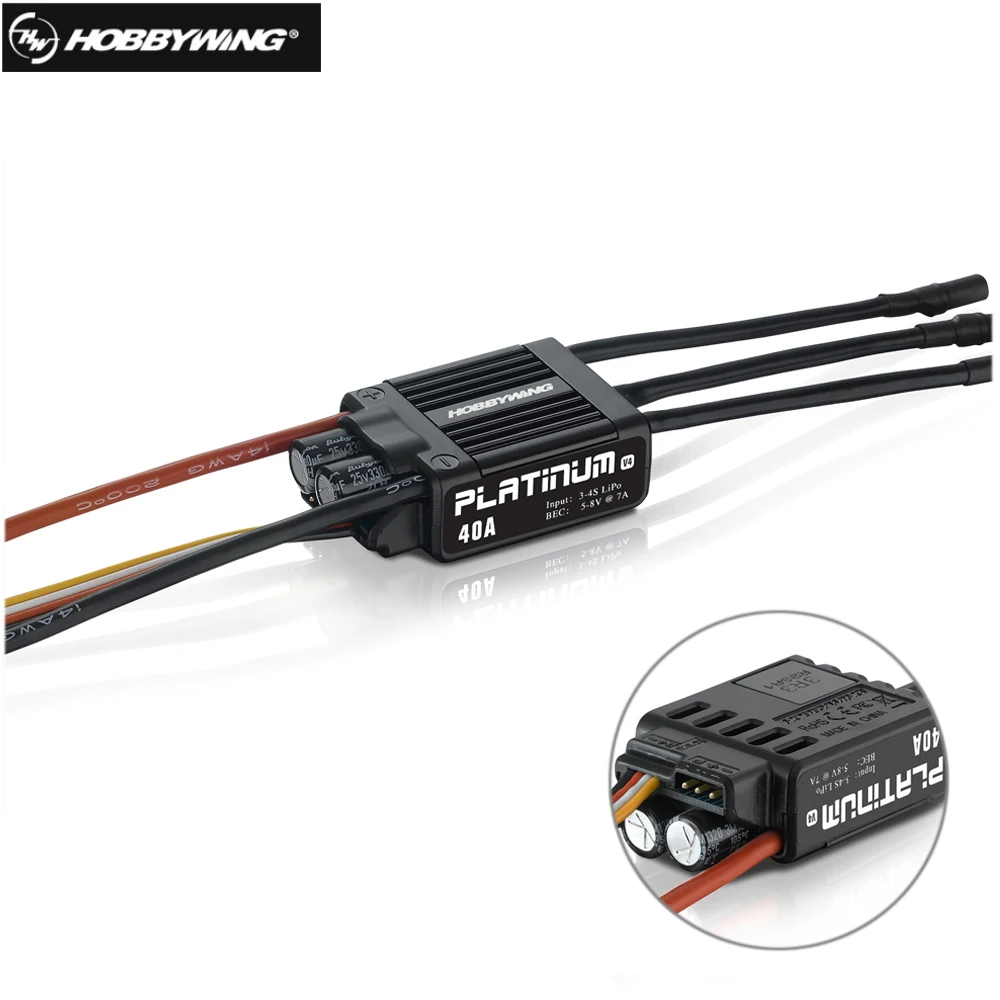 Hobbywing Platinum 40A V4 бесщеточный электронный регулятор скорости ESC для радиоуправляемого дрона Heli FPV мульти-ротор