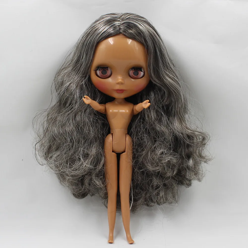Ледяной обнаженный завод Blyth кукла серия No.260BL950/6025 серый микс черные волосы с челкой шоколадная кожа Neo