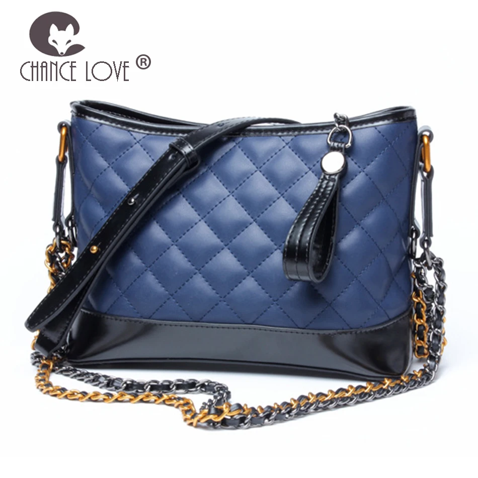 

Chance Love women bag 2018 new Genuine Leather handbags double chain rhombic crossbody fashion bag Messenger Bags female