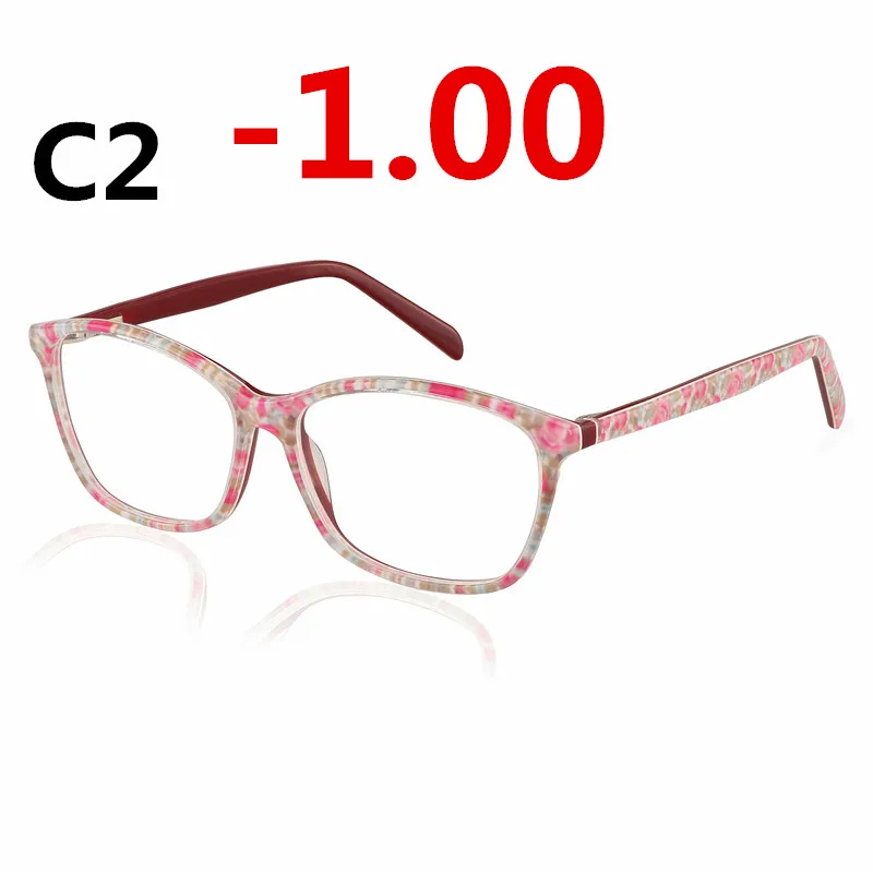 Ацетатные UV400 готовые солнечные фотохромные очки для близорукости, женские высококачественные оптические очки, оправа для очков по рецепту - Цвет оправы: C2 -1.00