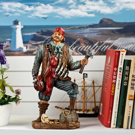 

30CM Resin Pirates of the Caribbean Figure Model 1PC Mediterranean Style Creative Nautical Decor Gifts and Crafts