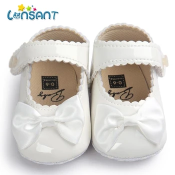 

LONSANT Bows non-slip Soft Bottom Step Baby Shoes Walking Solid Anti-slip Soles Baby First Walker Princess Toddler Shoes N30