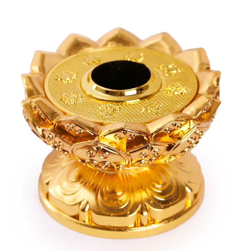 Буддийские поставок сплав металла лотоса золотой пьедестал изысканный лотоса молитва базы, молитва колеса с помощью с ручкой