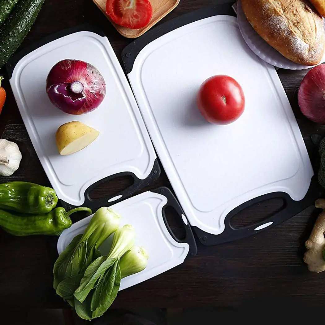 

Kitchen Cutting Board Dishwasher Safe Easy-Grip Handles Vegetable Fruit Rectangle Board Random