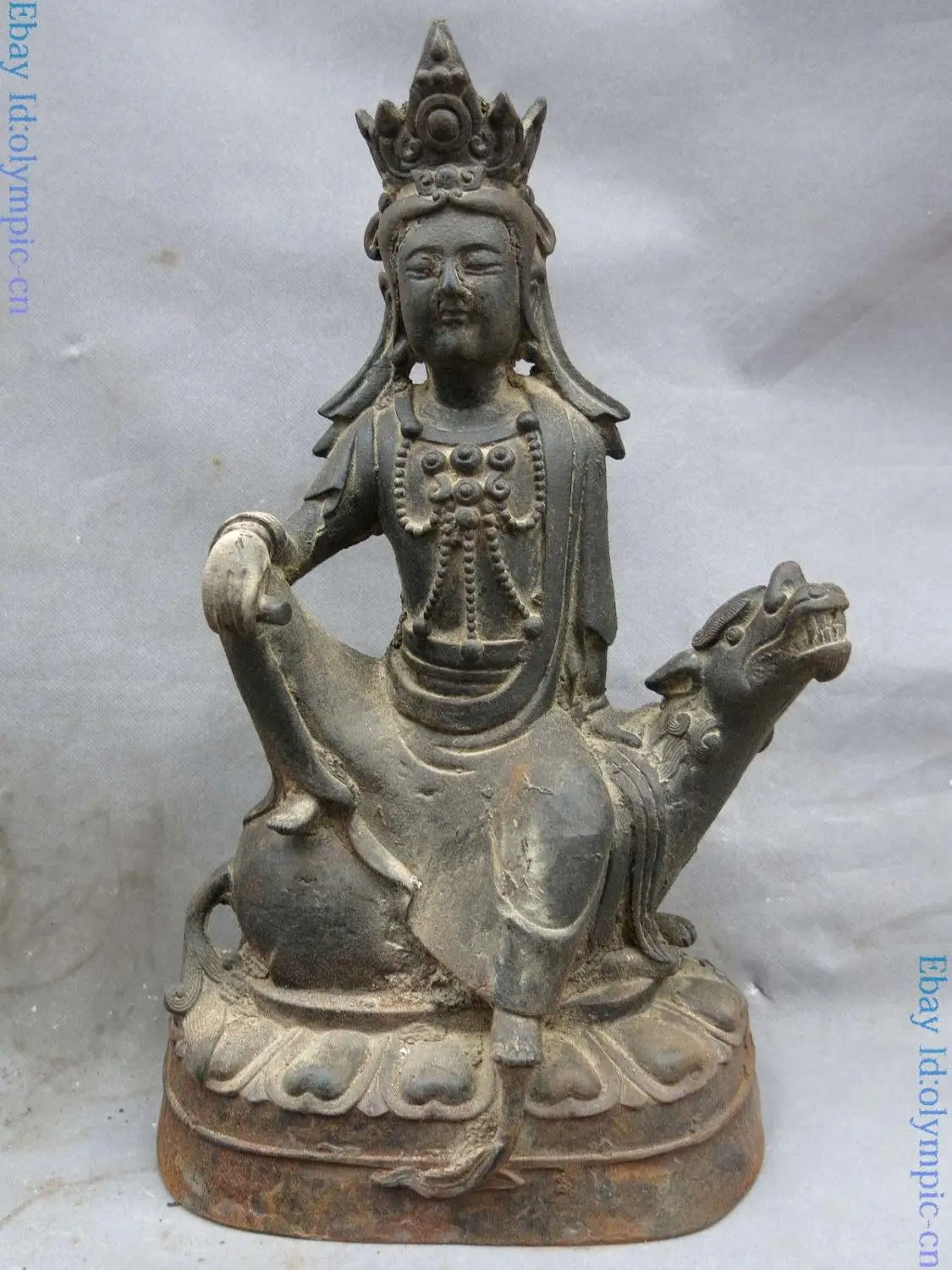 

15" China old Iron carved fine buddhism Milus Radiant buddha sculpture Statue (D0426)