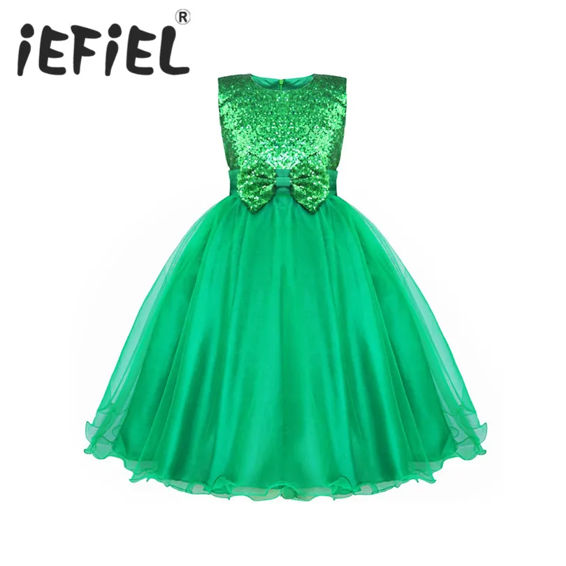 IEFiEL/детское свадебное платье с цветочным узором и блестками для маленьких девочек; нарядное торжественное платье принцессы; кружевное платье-пачка из тюля без рукавов