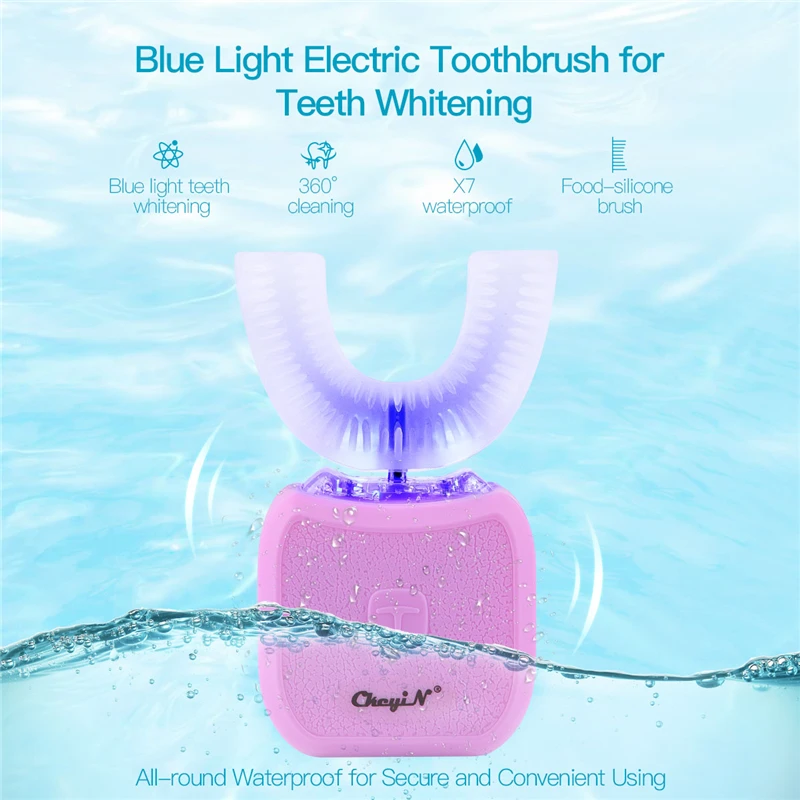U-образная полностью автоматическая зубная щетка ленивая электронная ультразвуковая зубная щетка Синяя легкая отбеливающая щетка для чистки зубов Hands Free 38