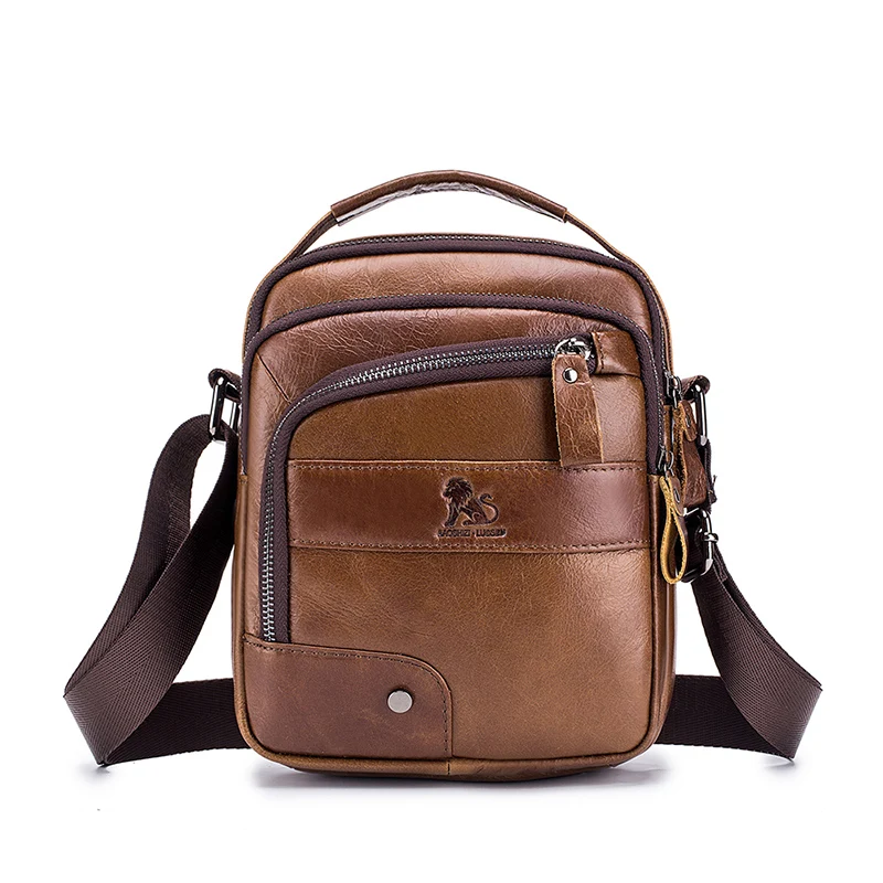 

Best-Selling Solid Color Multi-Function Men's Genuine Leather Messenger Bag Fashion High Quality Handsome Travel Messenger Bag