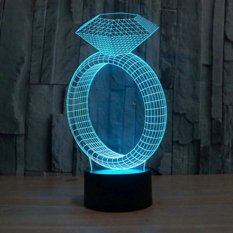 

Valentine's Day Diamond Ring 3D Light Colorful Touch LED Vision Light Energy Saving Night Light 2816