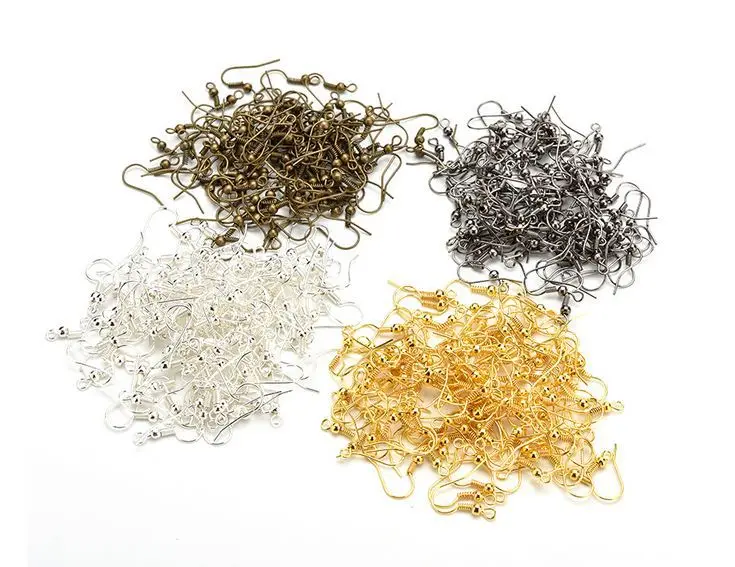 

100Pcs Women Earring Fish Hook Coil Ear Wire for Jewelry Women Jewelry 4 Colors Golden Silver Black Dark Bronze Colors Wholesale