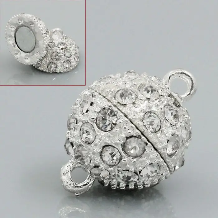 DoreenBeads Silver color Clear Rhinestone Magnetic Clasps