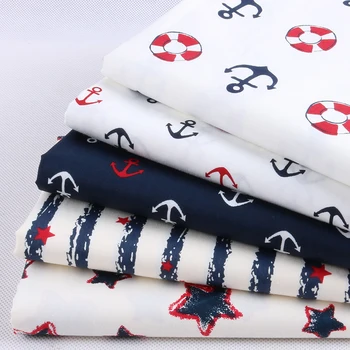 

Nanchuang 5Pcs/Lot Navy Series Cotton Fabric For Far Quarters Sewing Patchwork Cloth For Bags Doll Shirt Sheet Material 20x25cm