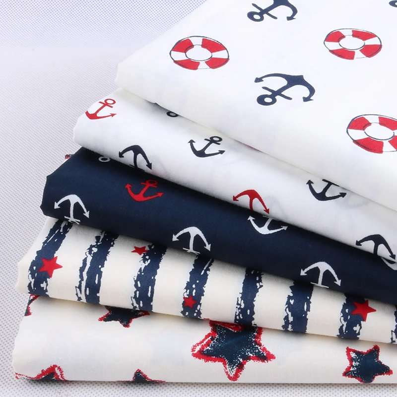 Nanchuang 5Pcs/Lot Navy Series Cotton Fabric For Far Quarters Sewing
Patchwork Cloth For Bags Doll Shirt Sheet Material 20x25cm