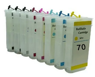 1 set empty refillable ink cartridge for hp 70+8 bottle 1000ml refill ink +4 pcs for hp 70