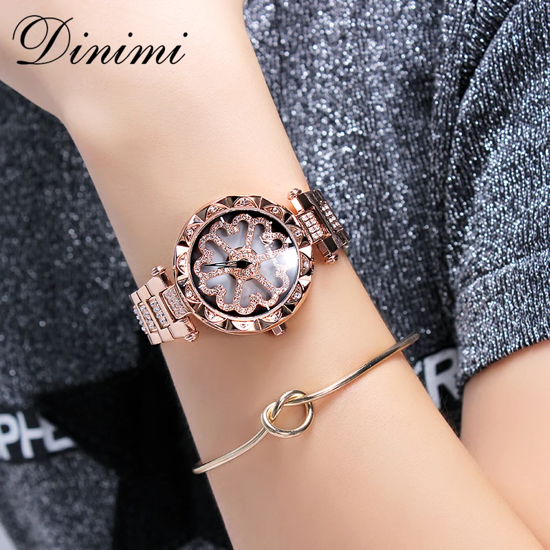 Модные роскошные женские часы дамские часы с бриллиантами кварцевые наручные часы из нержавеющей стали золотые женские часы дропшиппинг подарки - Цвет: Rose Gold Heart Dial